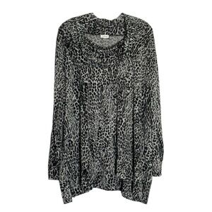 Avenue Cowl Neck 3X Pullover Sweater Gray Leopard Print Size 22/24 Lightweight